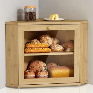 WDF Factory Bamboo Storage Box Lid Rectangle Wood Kitchen Organizer Bread Fresh Corner Decorations Food Packaging