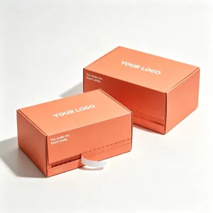 Warm Coral Custom logo Printing Packaging Box Tear-off Band Shipping Mailer Paper Box Rectangle Box for Clothes Cosmetics Gifts