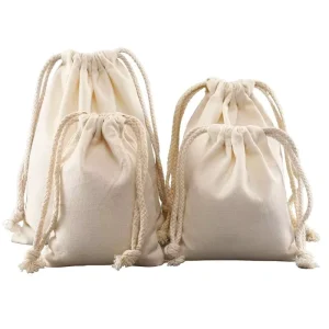 Washable Custom Logo Drawstring Velvet Dust Gift Cosmetic Packaging Bag Portable Canvas Cotton Multi Size Bag