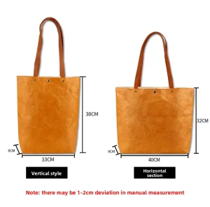 Washable High end DuPont Brown Kraft Paper Tote Bag Lightweight Waterproof Offset Printed & Fully Customizable for Clothing