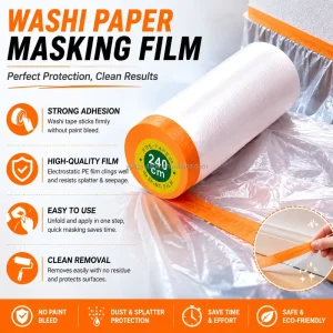 Washi Paper Masking Film Daily Covering Film for Painting Protection Dustproof Waterproof PE Cover Film