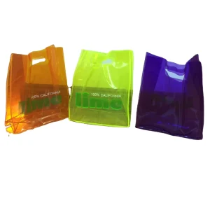 Waterproof Colored Transparent PVC Handled Shopping Tote Bags