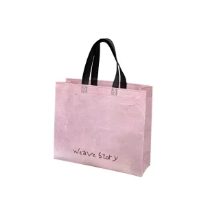 Waterproof Fashion Custom Logo Non Woven Tote Bag Textured Dusty Pink Shopping Bag for Luxury Boutique Reusable Gift Bag