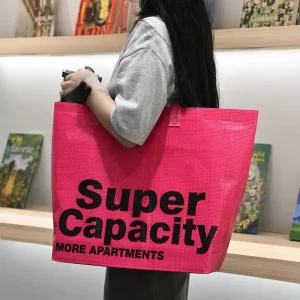 Waterproof Laminated PP Woven Bag with Reinforced Handles for Supermarket Grocery Shopping Packaging
