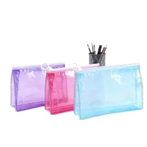 Waterproof Makeup Plastic Bag Flat Makeup Pouches Transparent PVC Cosmetic Bag Custom Logo Printed for Travel