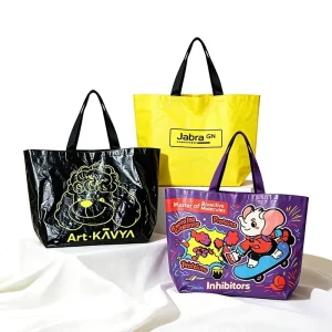 Waterproof PP Woven Tote Shopping Bag Custom Printed Logo Hand Length Handle for Foreign Trade Clothing Exhibitions Educational