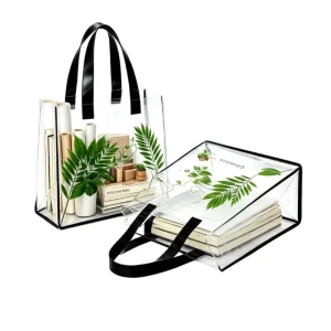 Waterproof Plastic Hand Tote Bag Lightweight Foldable Supermarket Shopping Bag