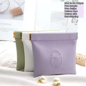 Waterproof Pu Leather Jewelry Magnet Pouch With Closed Magnet Emboss Leather Bracelet Earphones Dust Bag