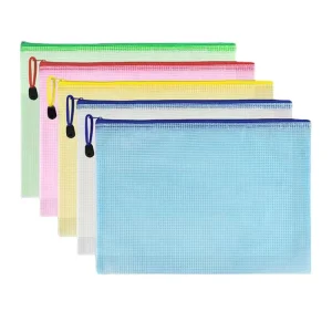 Waterproof Zipper Plastic PVC Mesh Document Folder Storage A4 File Bag OEM Customize