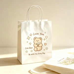 White Brown Eco Friendly Kraft Paper Twisted Handle Custom Logo Shopping Carrier Bag with Printed