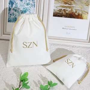 White Canvas Perfume Cosmetic Underwear Storage Pouch with logo Customized Canvas Drawstring Dust Bag