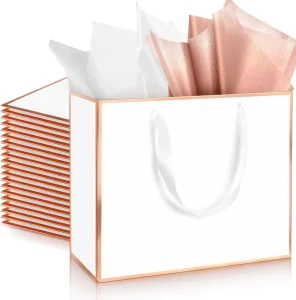 White Card Paper Bags Eco Friendly Biodegradable with Handle Custom Logo for Food Packaging and Craft Shopping