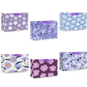 White Cardboard Biodegradable Eco Friendly Custom Printed Gift Bags with Sturdy Handles Reusable & Recyclable