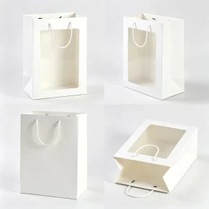 White Clear PVC Window Paper Tote Bag Custom Print Rope Handle Flower Bouquet Packaging Bag For Wedding Birthday