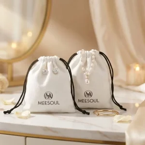 White Cotton Canvas Drawstring Dust Pouches Foldable Reusable Custom Gift Bags for Jewelry Wedding Party Favor Small Goods Dust