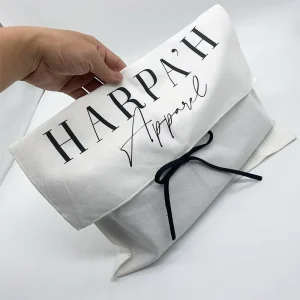 White Cotton Canvas Twill Envelope Pouch, Gift Wallet, Handbag Packing Dust Bag, Flap Dust Pouch