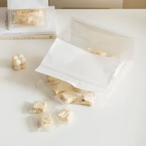 White Croissant Take Out Bakery Bread Packaging Paper Bags Zip Lock Homemade Baking Packaging for Cookies Dessert Plastic Bag