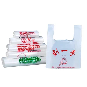 White Durable Plastic Bag for Food Packaging and T-Shirts Supermarket Use Gravure Printed Custom Size Shopping Bags with Logos
