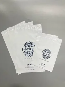 White Flat Merchandise Bags Custom Logo Printed Packaging for Apparel Gifts Accessories and Online Stores