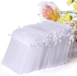 White Gift Organza Bag Jewelry Packaging Organza Pouches Mini Candy Organza Bag Drawstring Bag