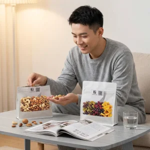 White Kraft Paper Bags Eight Sided Heat Seal Insert Card Bags for Coffee Tea Snack Pet Food