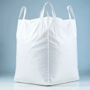 White Large Capacity FIBC Bag 1-2 Ton Weight Bearing Flat Bottom Industrial Ton Bag