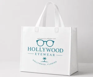 White Non Woven Shopping Tote Bag 40x30x10cm with 1 Color Logo Printing Included