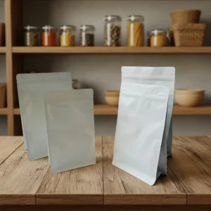 White Octagonal PE Self Sealing Zipper Bag Top Square Bottom Polyester Film Bag Food Sealing Bag
