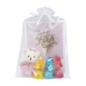 White Organza Bags 8X12 Inch Large Mesh Bags Drawstring Gift Packing for Jewelry Christmas Wedding Party Favor Bags