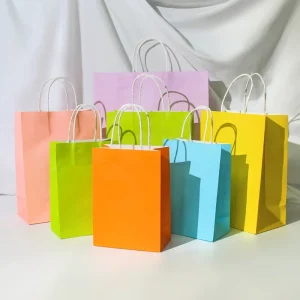 White Paper Bag Accept Custom Printing Stock Gift Bag Fast Food Take Away Twisted Handle Shopping Bag