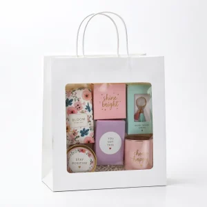 White Paper Bag Clear Window Front Custom Logo Display Shopping Bag Transparent Window for Gift Product Showcase Brand