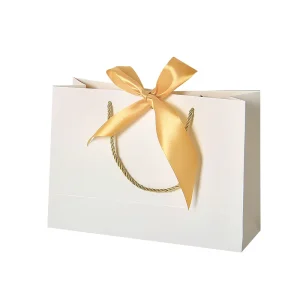 White Paperboard Thank You Bags for Jewelry Clothing Shopping Biodegradable Recyclable Promotion Supermarket Use
