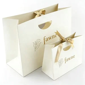 White Reusable Shopping Bag Customized Luxury Christmas Packaging Gift Bags Kraft Paper Bags
