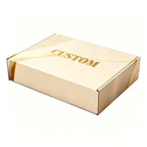 White Shiny Surface Foldable Mailer Box With Custom Gold Hot Stamped Brand Logo Lightweight Corrugated Packaging