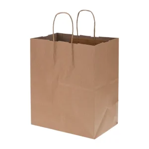 Wide Bottom Base Flexo Printed Kraft Paper Bags for Dessert Pizza & Salad Custom Eco Food Packaging