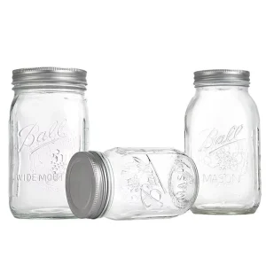 Wide Mouth Jars 16oz Glass Canning Jars with Airtight Lids for Jam, Honey, Jelly, Overnight Oats, Salad, Yogurt