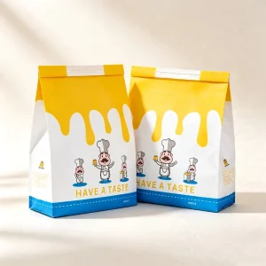 Window Eco Friendly Kraft Paper Bag for Artisan Bread Pizza Retail Custom Logo White Biodegradable Bakery Packaging