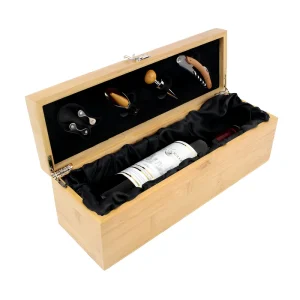 Wine Storage Bamboo Wood Box Packaging for Single Wine Box Custom Wood Wine Box
