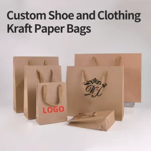 With Your Own logo Custom Luxury Craft Gift Brown White Packaging Bolsa De Papel Printed Shopping Bag Kraft Paper Bags