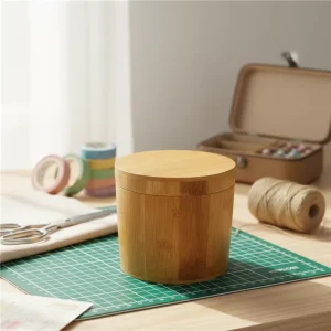 Wooden Cream Container Empty Sample Reusable Shadow Carving Customized Color & Logo Tabletop Home Decoration Bamboo Box
