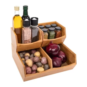 Wooden Durable Stackable Storage Bins for Efficient Pantry Organization