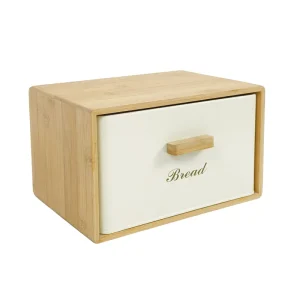 Wooden Farmhouse Bread Storage Container Kitchen Pantry Bamboo Bread Box for Homemade Bread