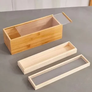Wooden Jewelry Box Rectangular Pull-out Bamboo Storage Box Souvenir Custom Wooden Tea Packaging Boxes