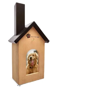 Wooden Pet Memorial Box with Frame in Retro Solid Wood Pet Urn Wooden Pet Funeral Supplies