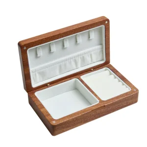 Wooden Travel Jewelry Box with Soft Lining Multi Compartment Portable Jewelry Organizer Case for Rings Earrings