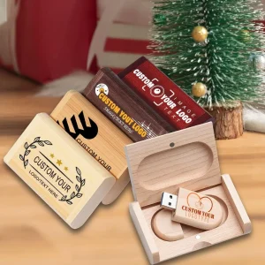 Wooden USB Flash Drive With Wooden Box High Speed USB Drive 16GB 32GB Suitable for Anniversary Corporate Gifts