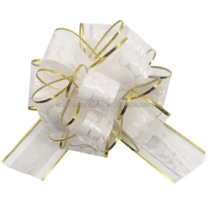 X mas Tinsel Party Decorations Organza Colorful Pull Bow Plastic Wrappers for Box Packaging White Color PP Ribbon Bows