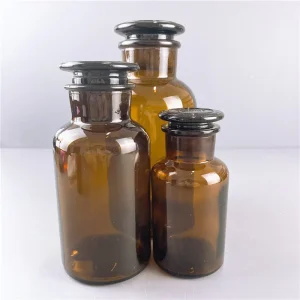 YLO ZJY 027 Laboratory Pharmacy Wide Mouth Amber Glass Apothecary Jars Bottle with Screw Cap