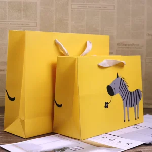 Yellow Kraft Paper Tote Magnetic Craft Paper Bag Closure Biodegradable Bag Recyclable Custom Exhibition Paper Bags for Shopping