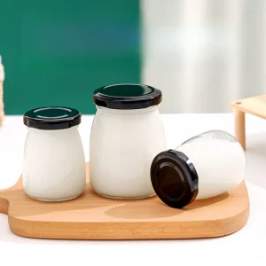 Yogurt Jam Salad Dressing Honey Curds Jar 2oz 50ml 100ml 120ml 200ml 300ml Round Glass Pudding Jar PE Metal Screw Lids